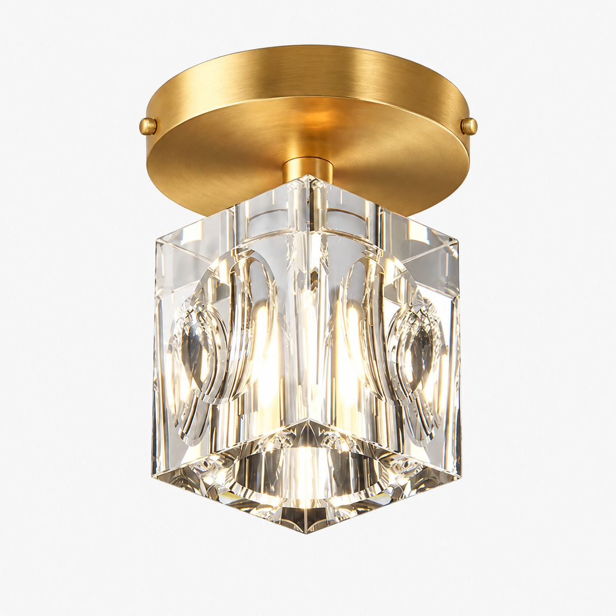 Plafonnier Cristal Géométrique - Finition Moderne Noire ou Dorée