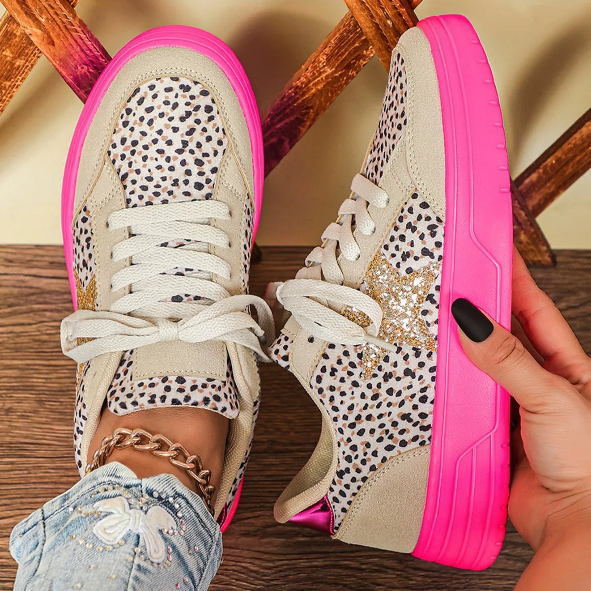 Chaussures de skateboard : Chaussure Skate Homme Tendance Imprimé Léopard dans de Marche Lino