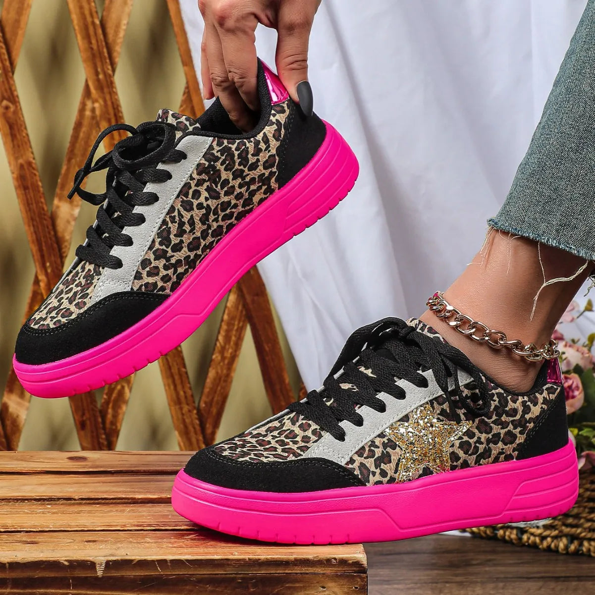 Chaussures de skateboard : Chaussure Skate Homme Tendance Imprimé Léopard dans de Marche Lino