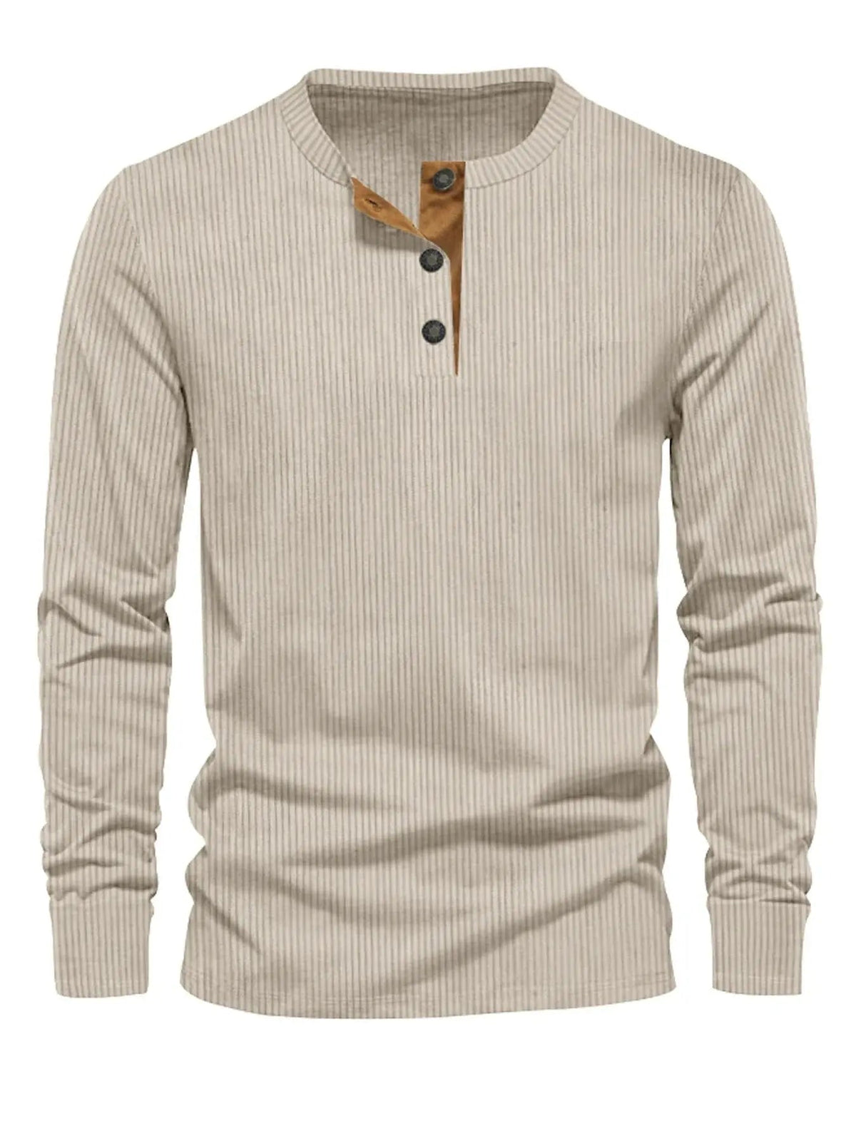 Chemises pour hommes : Chemise Homme Rayée à Manches Longues Denim dans Khaki S de Marche Lino