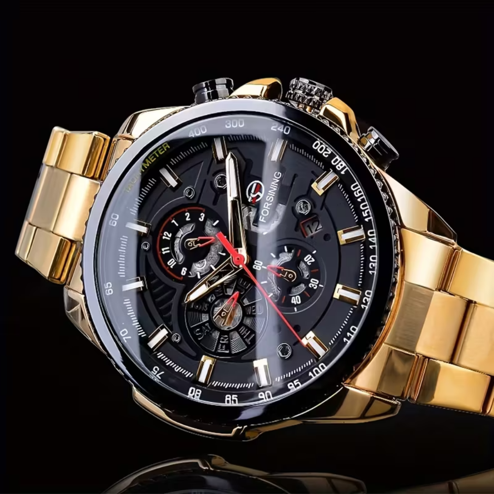 Watch : Montre Mécanique Automatique pour Homme dans Or de Marche Lino
