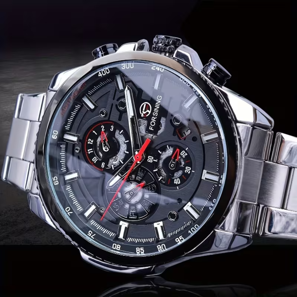 Watch : Montre Mécanique Automatique pour Homme dans Argent de Marche Lino