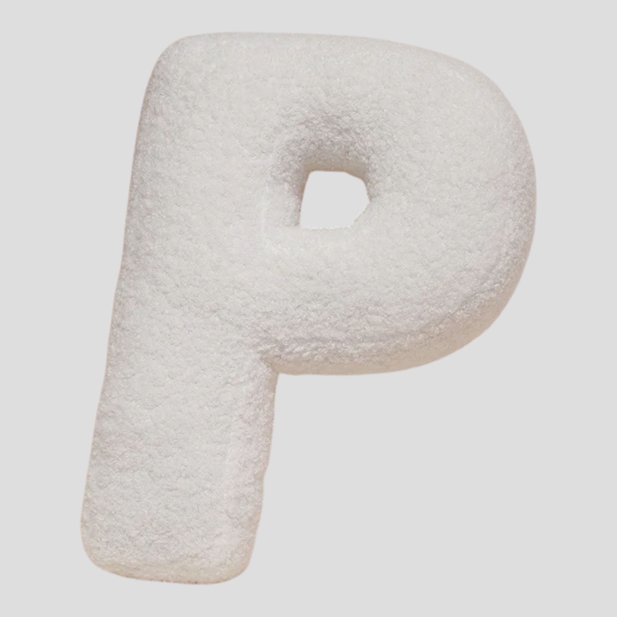 Coussins : Coussin Lettre en Peluche Coton - Alphabet Décoratif Blanc, 40 Cm dans Blanc P de Marche Lino