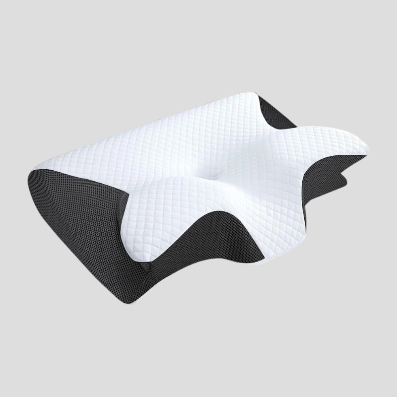 Coussins de cou : Oreiller Ergonomique Cervical en Mousse à Mémoire de Forme, Housse Lavable Hypoallergénique pour Adulte dans Noir de Marche Lino