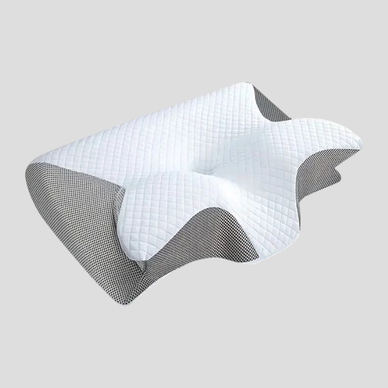 Coussins de cou : Oreiller Ergonomique Cervical en Mousse à Mémoire de Forme, Housse Lavable Hypoallergénique pour Adulte dans Gris clair de Marche Lino