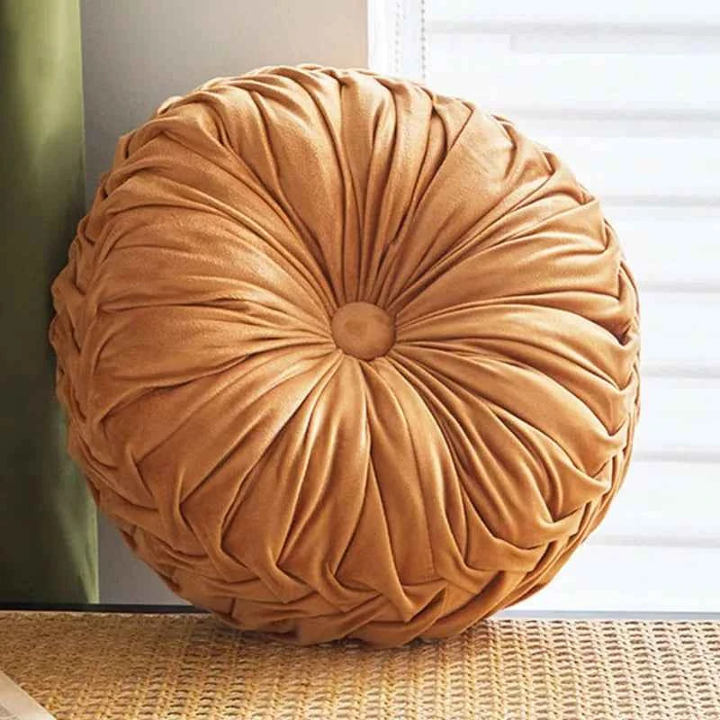 Coussins décoratifs : Coussin Rond Plissé 3D en Velours - 3 Cm dans de Marche Lino