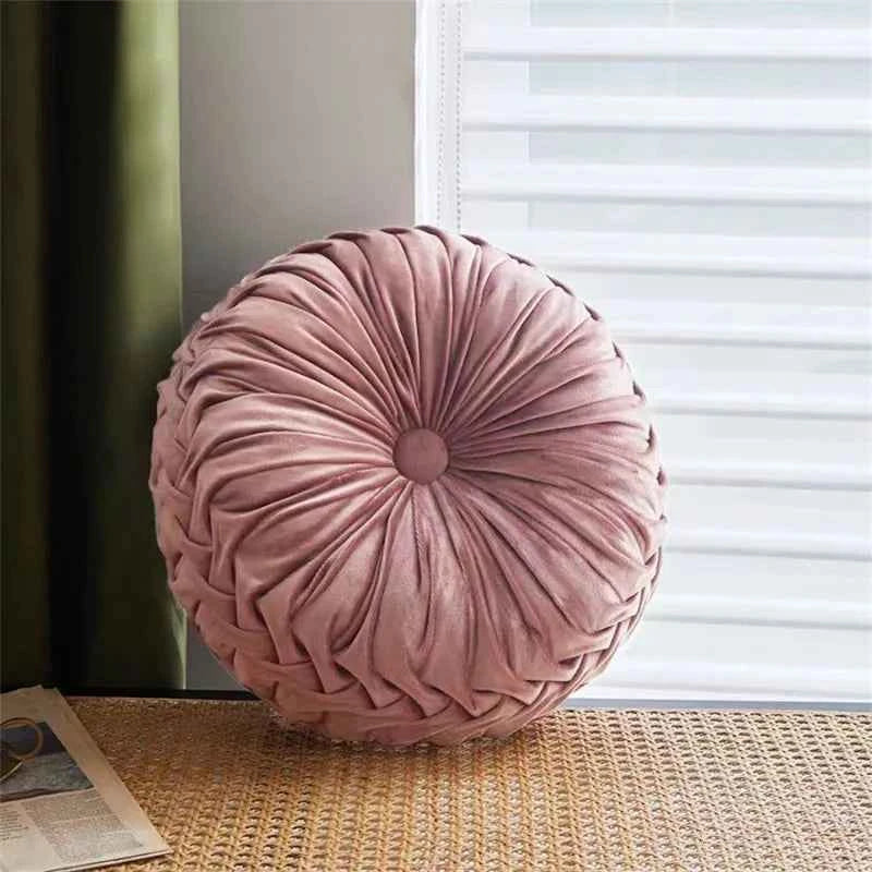 Coussins décoratifs : Coussin Rond Plissé 3D en Velours - 3 Cm dans de Marche Lino