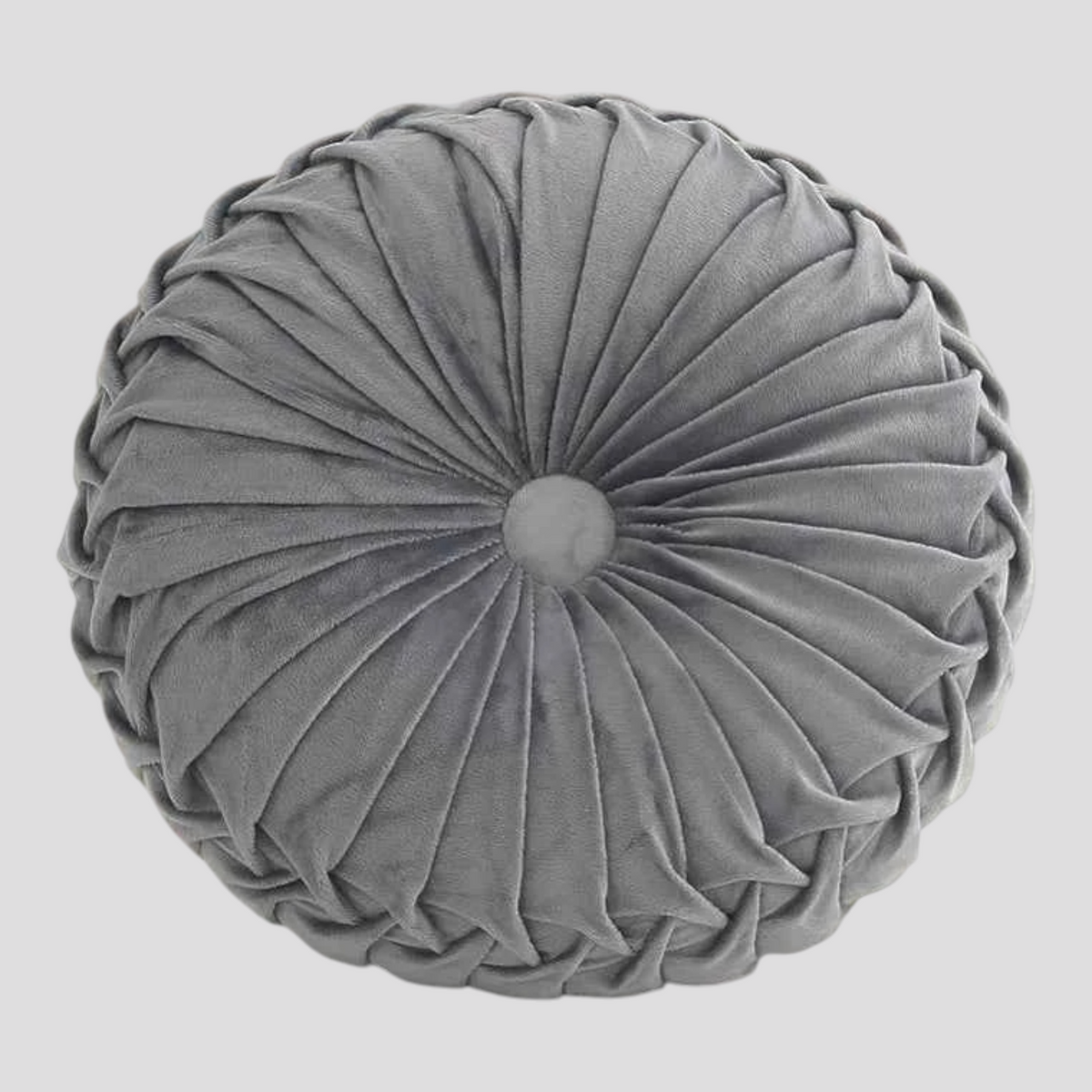Coussins décoratifs : Coussin Rond Plissé 3D en Velours - 3 Cm dans Gris 35x35CM de Marche Lino