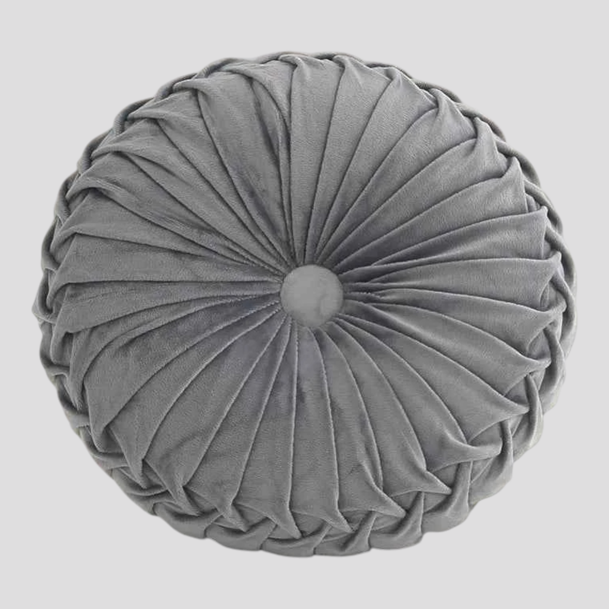 Coussin Rond Plissé 3D en Velours – 3 Cm