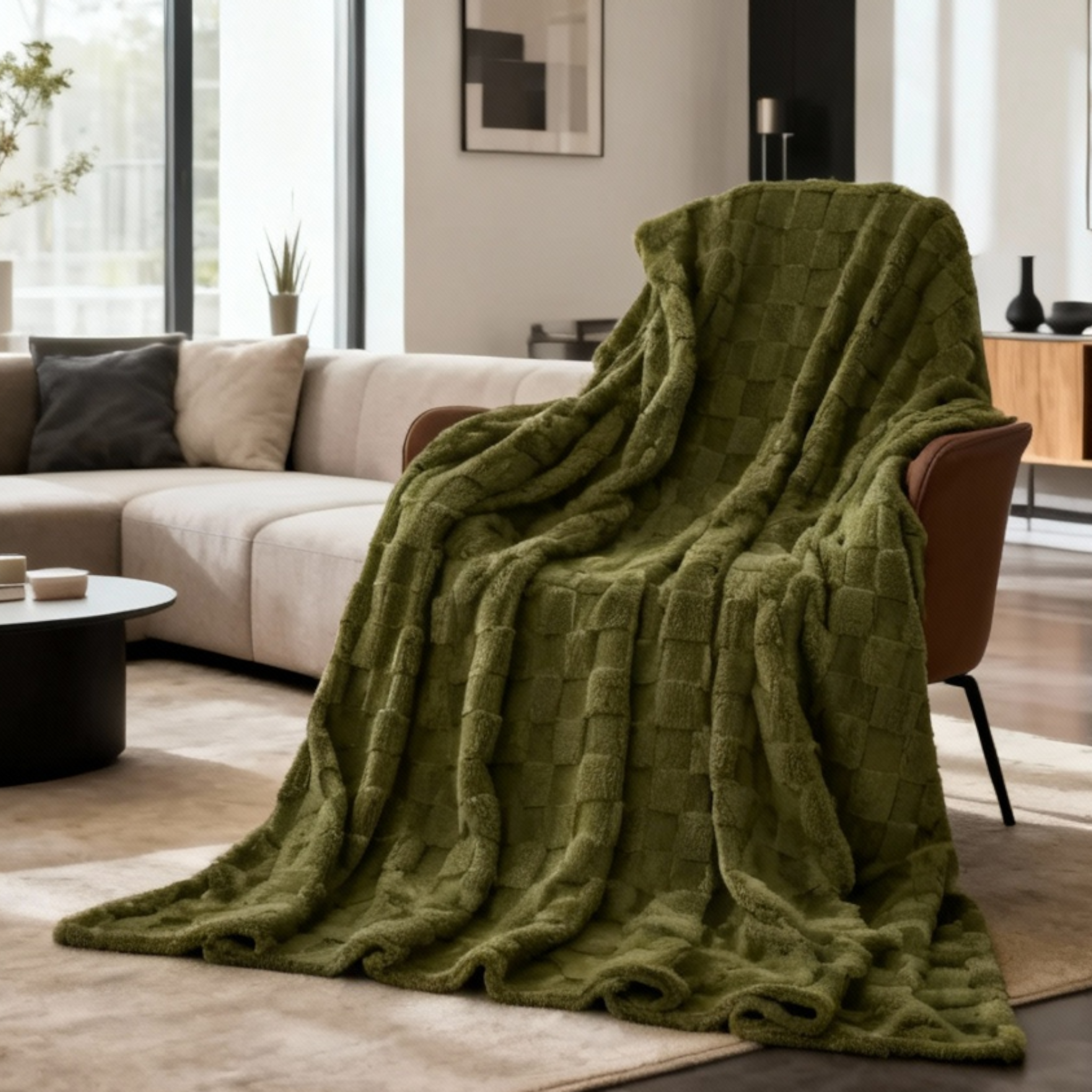 Couvertures et plaids : Couverture à Carreaux Douce et Confortable dans de Marche Lino