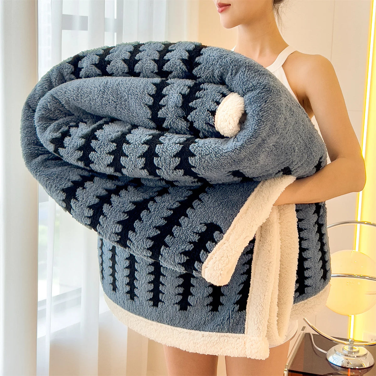 Linge de lit : Couverture douce en velours pour canapé, lit - Plusieurs couleurs et tailles disponibles dans Bleu de Marche Lino