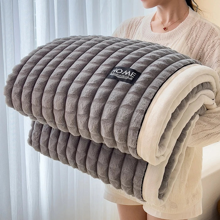 Couvertures et plaids : Couverture Polaire Douce et Chaude Coton dans de Marche Lino
