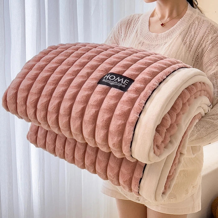 Couvertures et plaids : Couverture Polaire Douce et Chaude Coton dans de Marche Lino