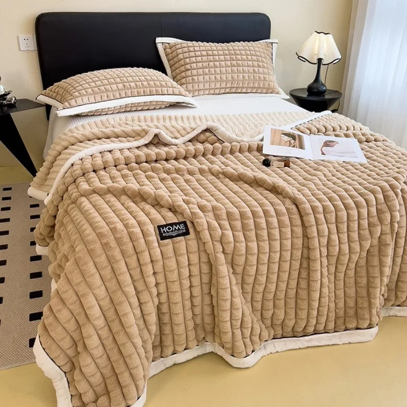 Couvertures et plaids : Couverture Polaire Douce et Chaude Coton dans de Marche Lino