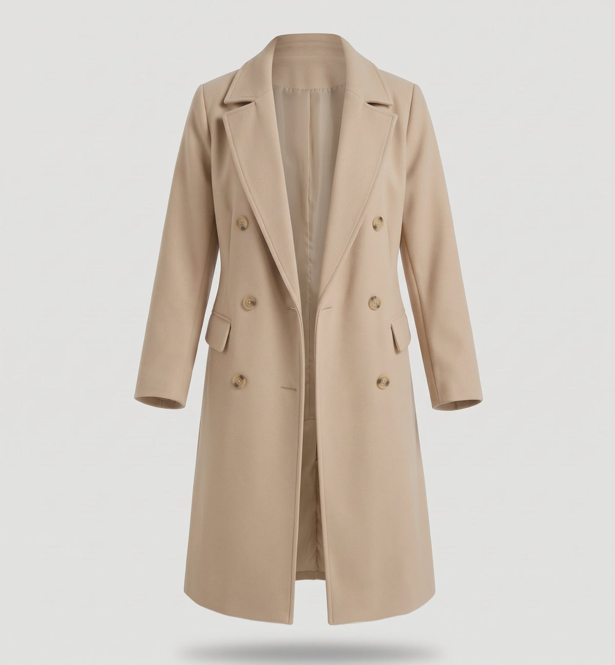 Manteau Long Croisé pour Femme avec Col à Revers