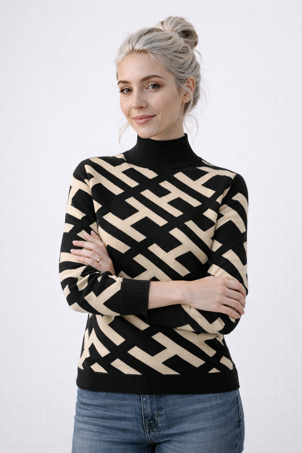 Pull Femme en Tricot Doux Denim Mode Féminine