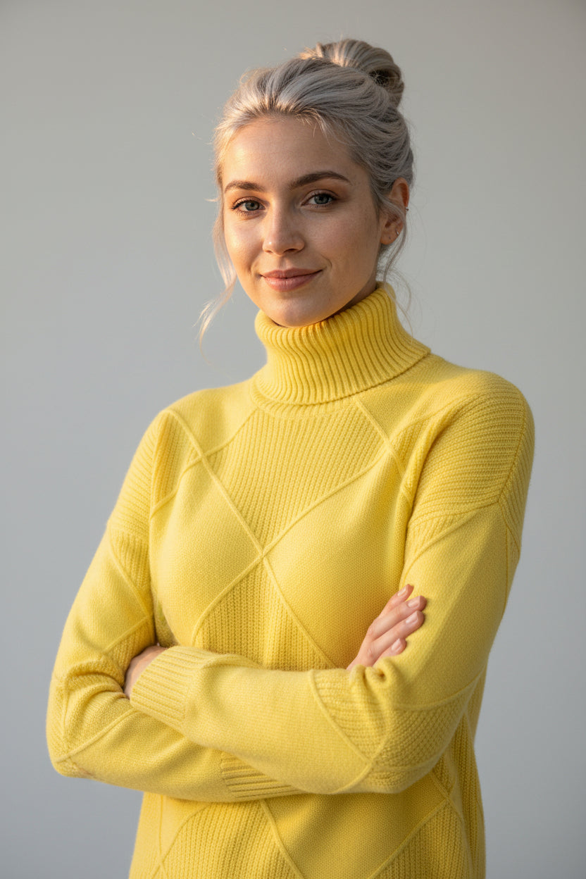 Pulls pour femmes : Pull Femme Col Roulé Confortable Garde-Robe Féminine dans de Marche Lino