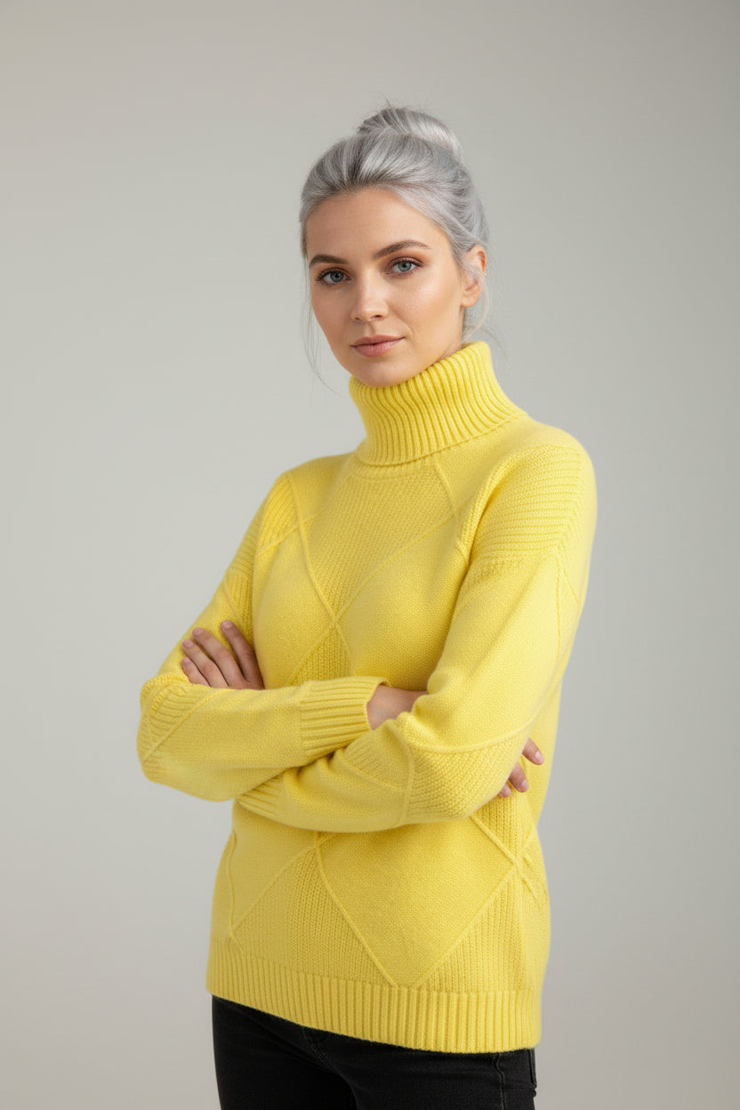 Pulls pour femmes : Pull Femme Col Roulé Confortable Garde-Robe Féminine dans de Marche Lino