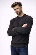 Herre strikket slim fit trøje med rib - komfortabel herremode