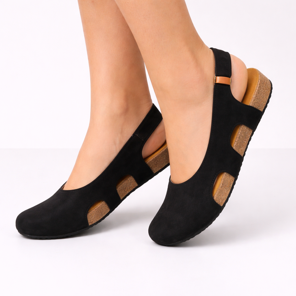 Slingback Femme Noires en Cuir Véritable, Talon 5cm, Bout Rond: Élégance & Confort