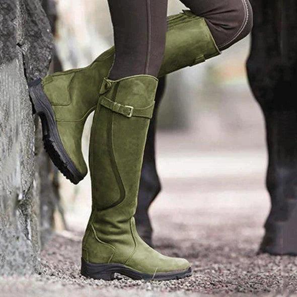 Dames Waterdichte Leren Winter Equestrian Laars met Superieure Isolatie en Duurzaamheid Groen