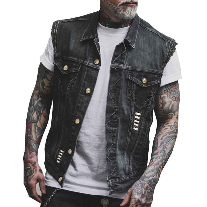 Homme Gilet en jean sans manches - Style urbain robuste