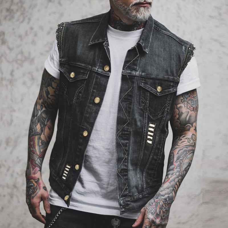 Homme Gilet en jean sans manches - Style urbain robuste