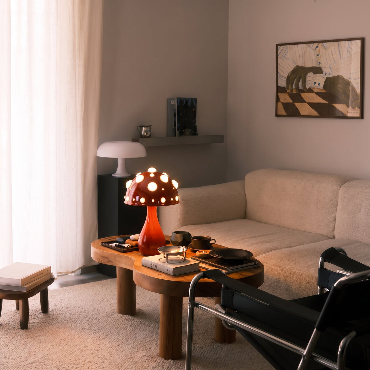 Lampe de table Champignon - Design Moderne en Métal Dimmable