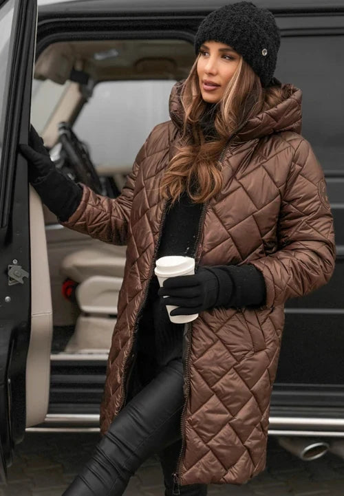 Doudoune Longue Femme Élégante Avec Capuche 5
