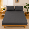 Literie : Drap-Housse Ajusté avec Contour Élastique - Fibre Douce et Confort Quotidien dans Gris foncé de Marche Lino
