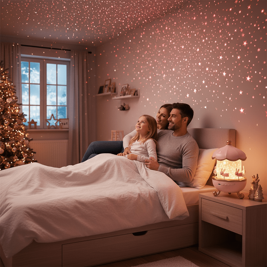 Home Decor : Veilleuse Projecteur Étoile – Design Carrousel Enchanté avec Musique dans de Marche Lino
