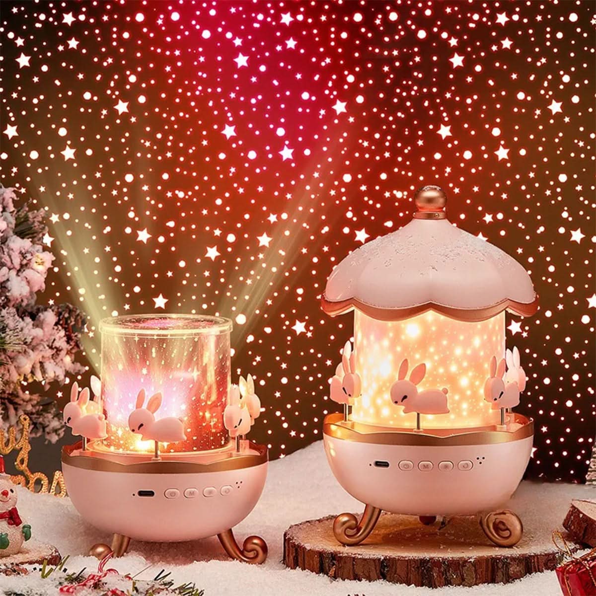 Home Decor : Veilleuse Projecteur Étoile – Design Carrousel Enchanté avec Musique dans de Marche Lino