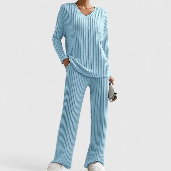 Tenues pour femmes : Ensemble Décontracté Femme en Tricot Tenues pour femmes dans Bleu ciel de Marche Lino