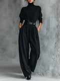 Ensemble Femme Tailleur Pantalon Noir Coton