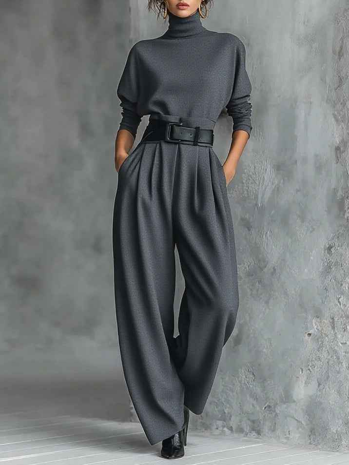 Ensemble Femme Chic Tailleur Pantalon Noir 2