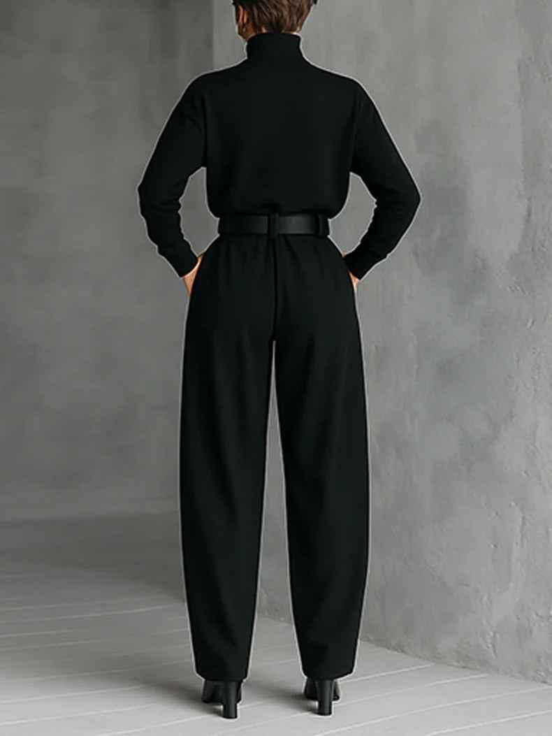 Ensemble Femme Chic Tailleur Pantalon Noir 3