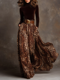 Ensemble Femme Col Roulé et Jupe Léopard Velours