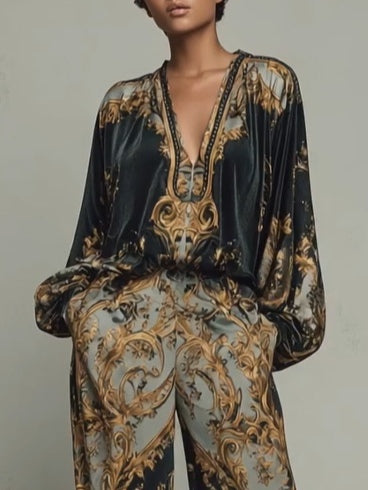 Vêtements pour femmes : Ensemble femme à motifs floraux, idéal pour l'été ou les occasions décontractées. dans de Marche Lino