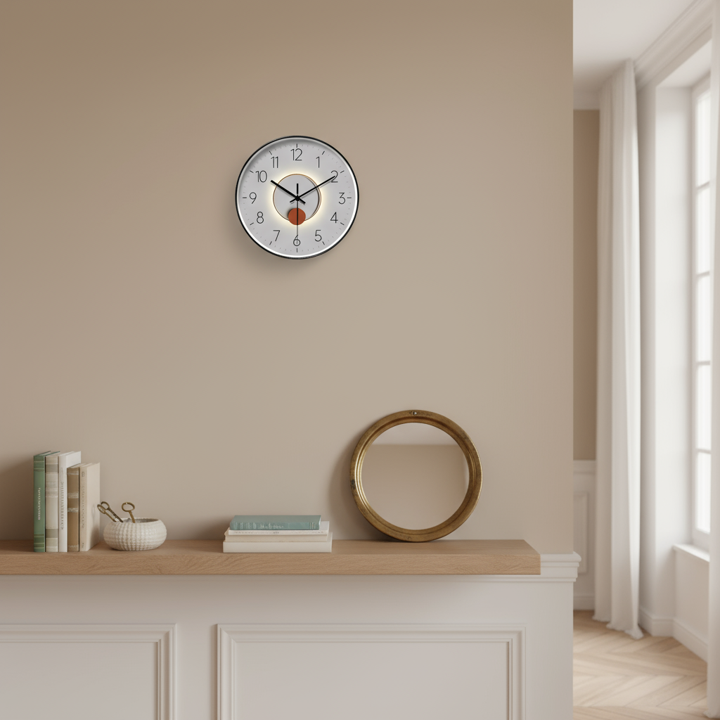 Horloge Murale Ronde Silencieuse avec Balancier Verre