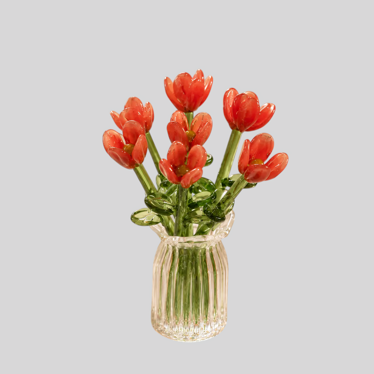 Fleurs en verre miniatures colorées - Décoration durable avec vase