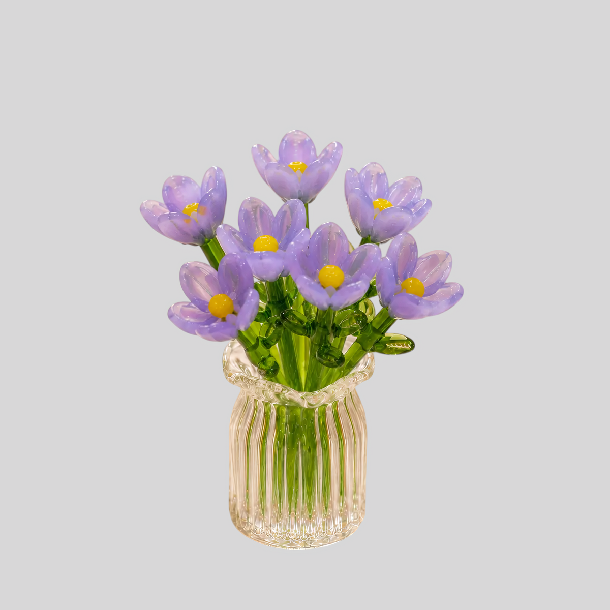 Fleurs en verre miniatures colorées - Décoration durable avec vase