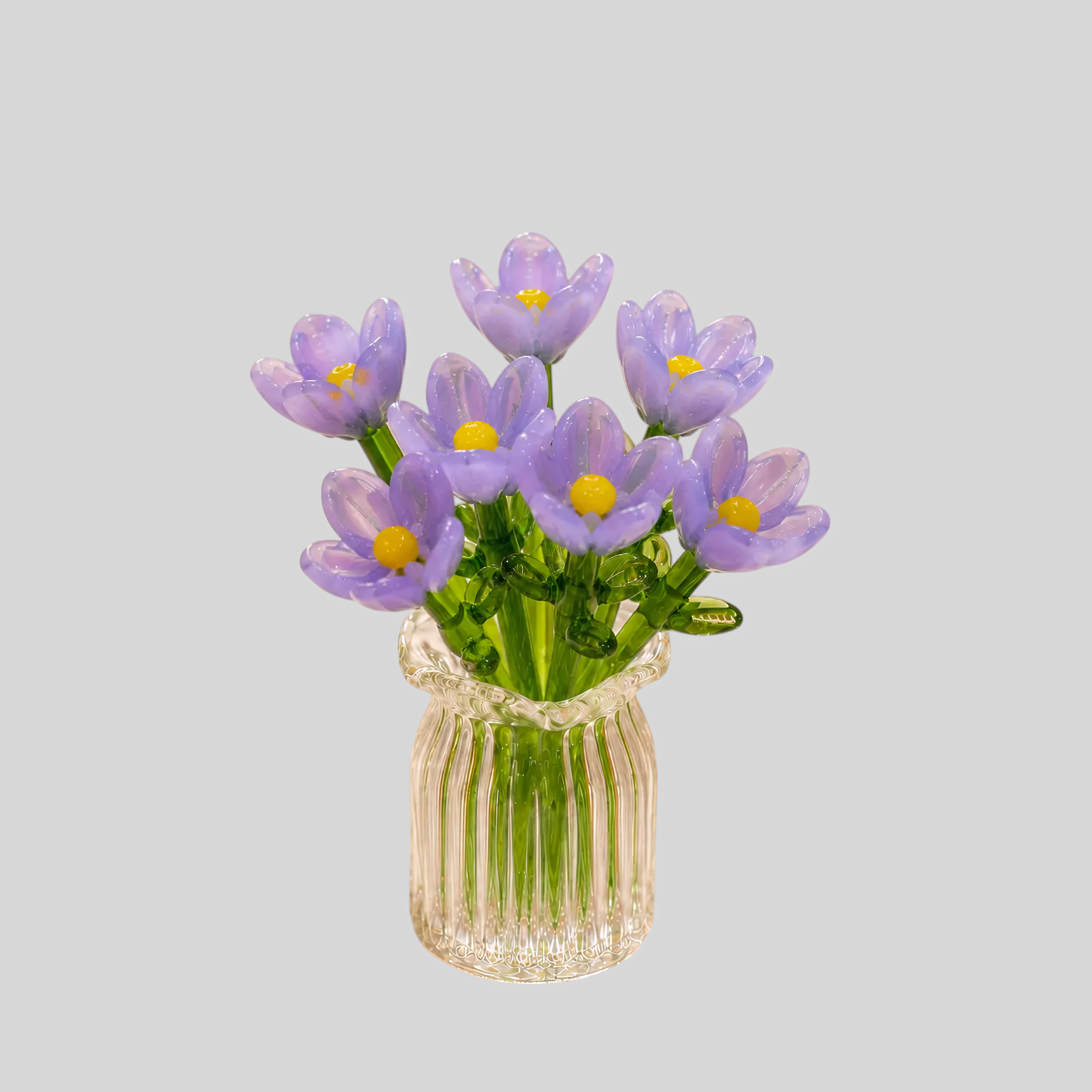 Fleurs en verre miniatures colorées - Décoration durable avec vase