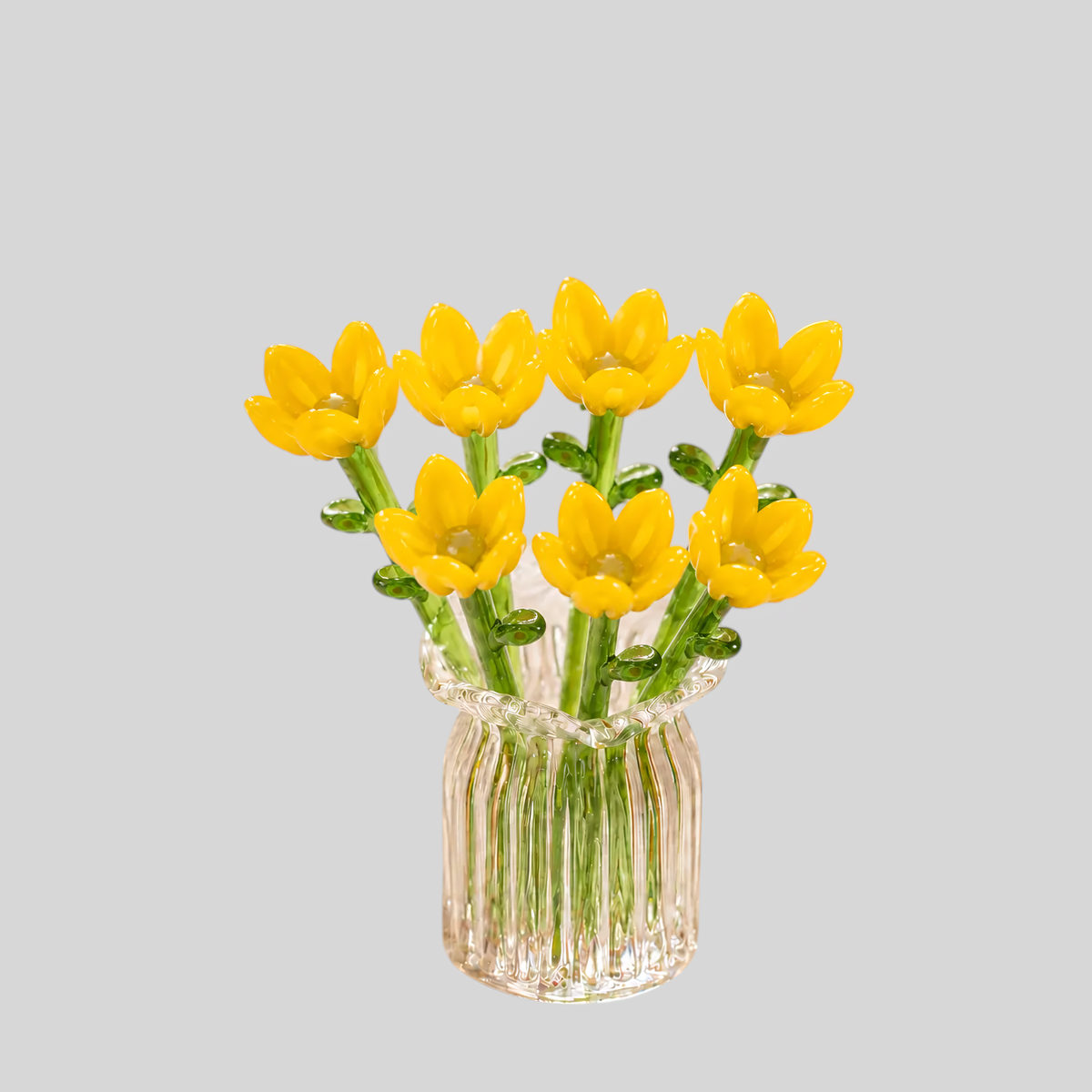Fleurs en verre miniatures colorées - Décoration durable avec vase