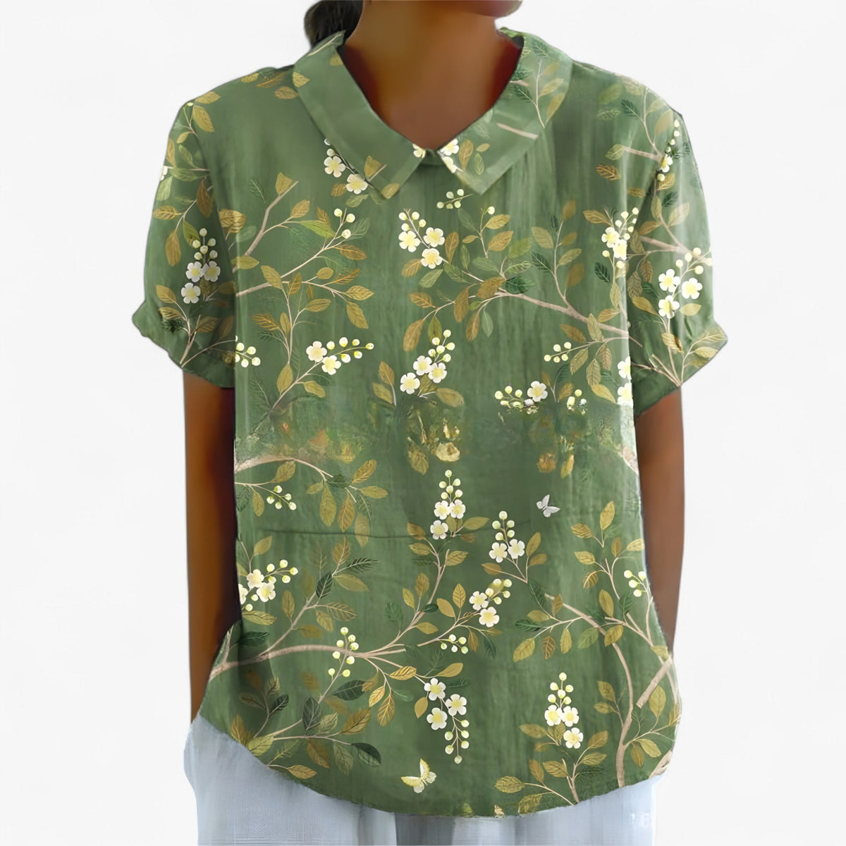 Women's Top Clothes : Chemise Florale Élégante pour Femme en Viscose - Motif Imprimé dans Rose clair à imprimé floral de Marche Lino