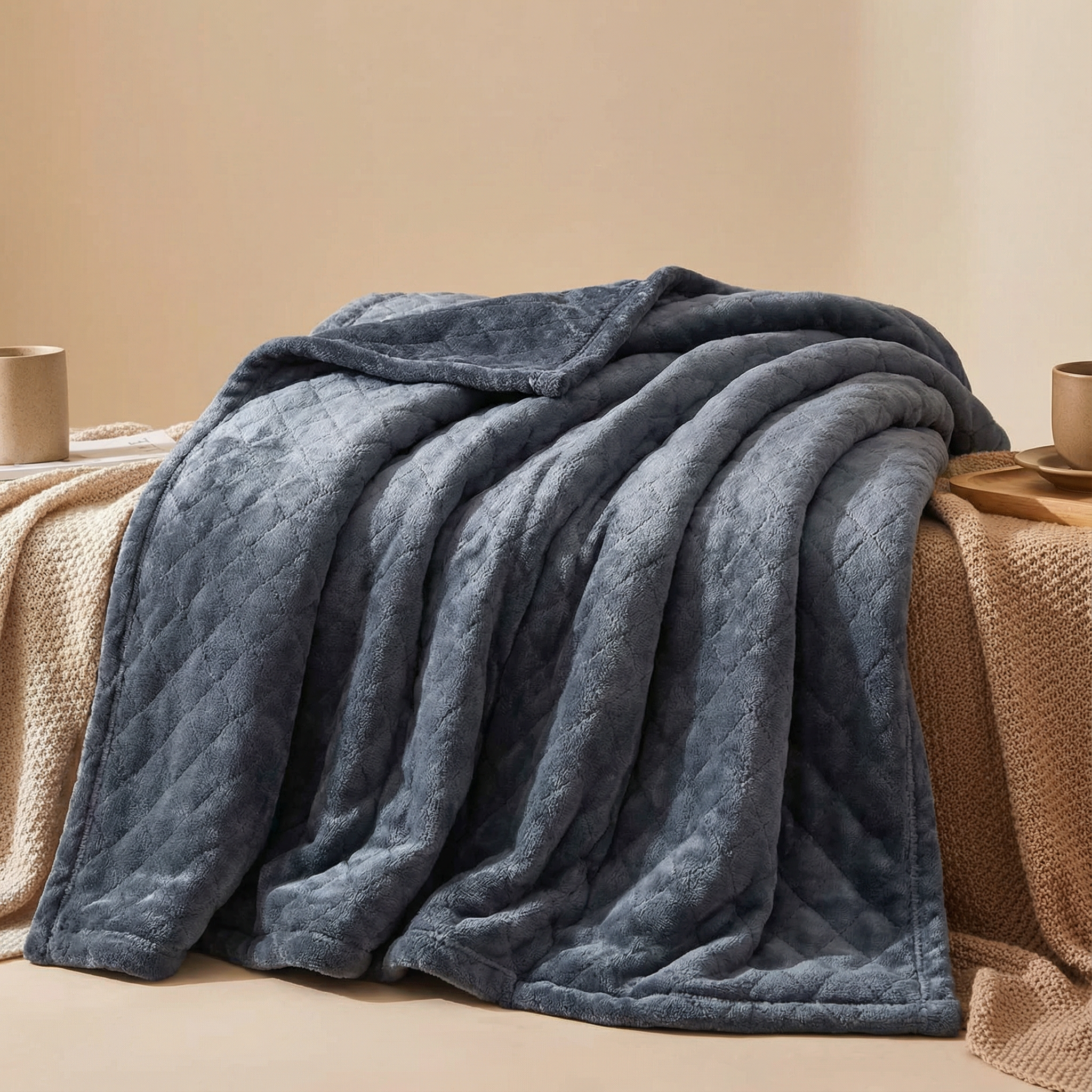 Literie : Couverture Douce en Velours pour Lit Ou Canapé dans de Marche Lino