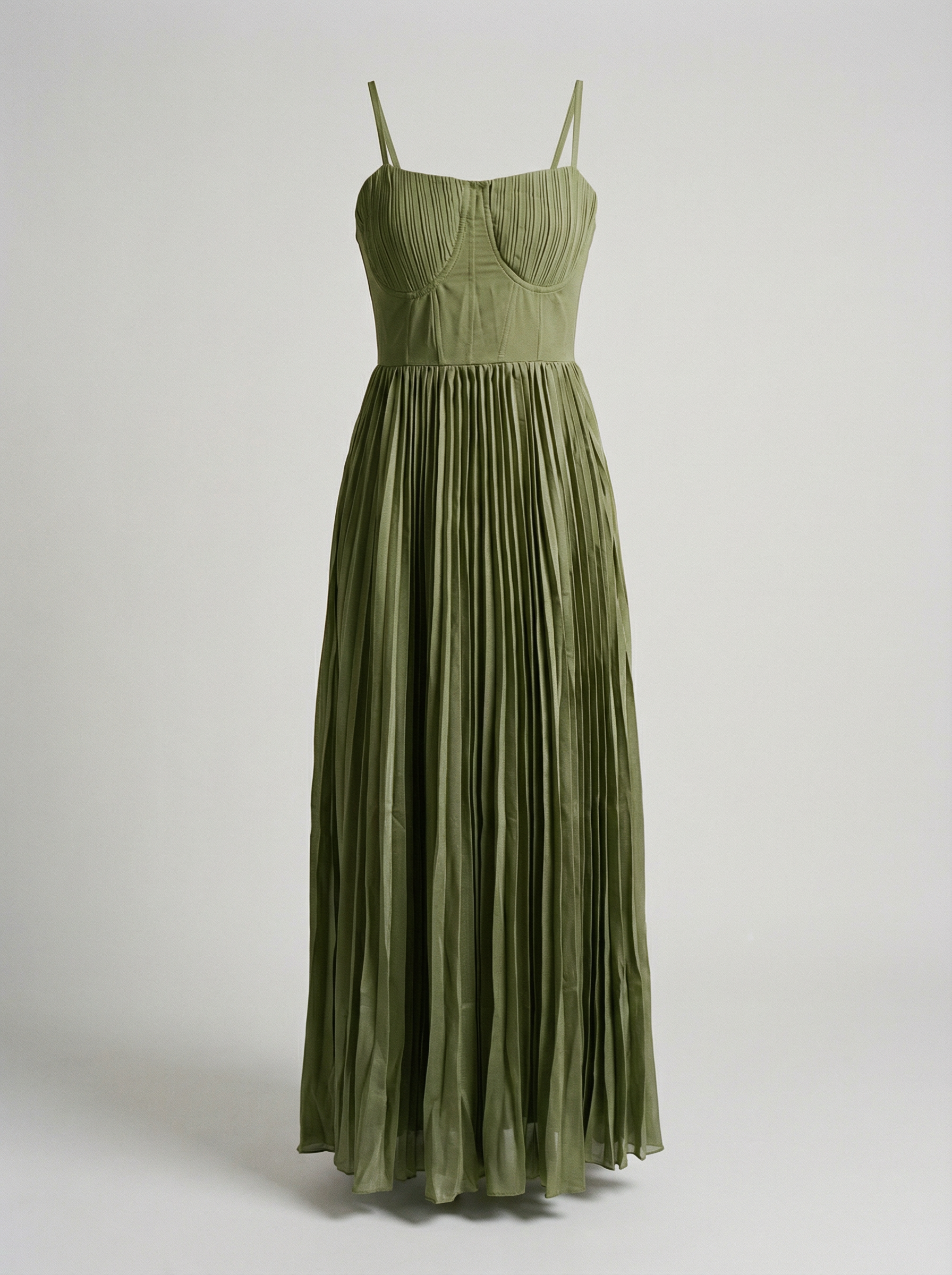 Robe Femme plissée élégante à fines bretelles - Robe midi d'été