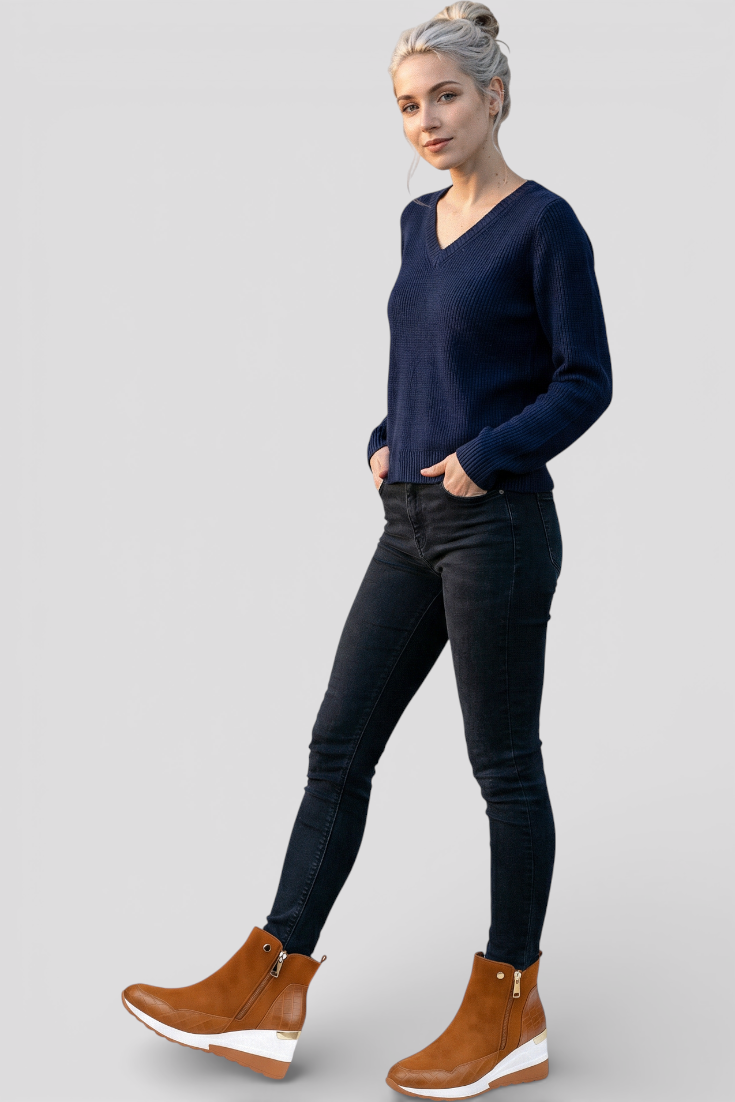 Bottes : Bottes Noires Femme à Semelle Compensée Cuir dans de Marche Lino