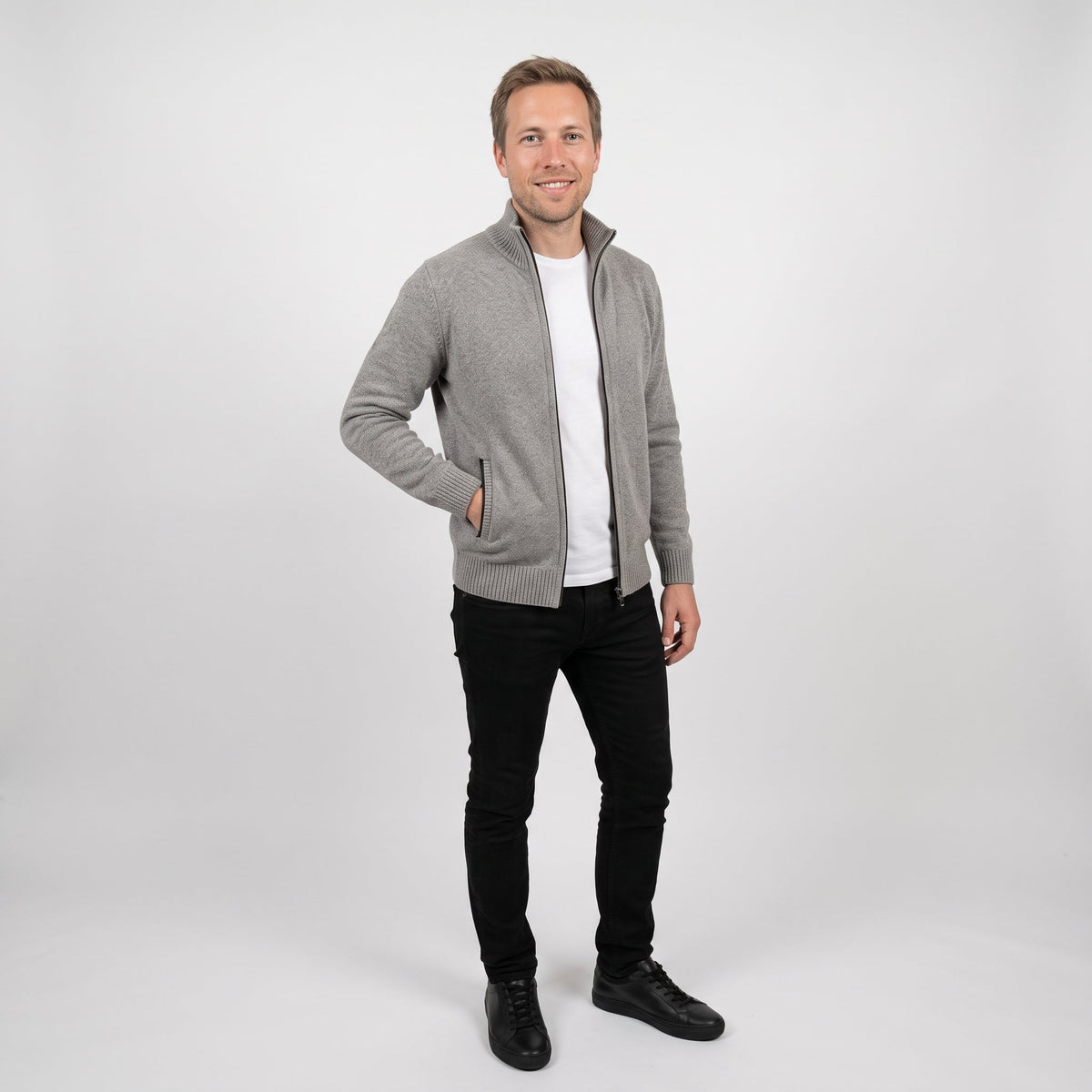 Gilet Zippé Homme Tricoté - Col Montant & Maille Fine