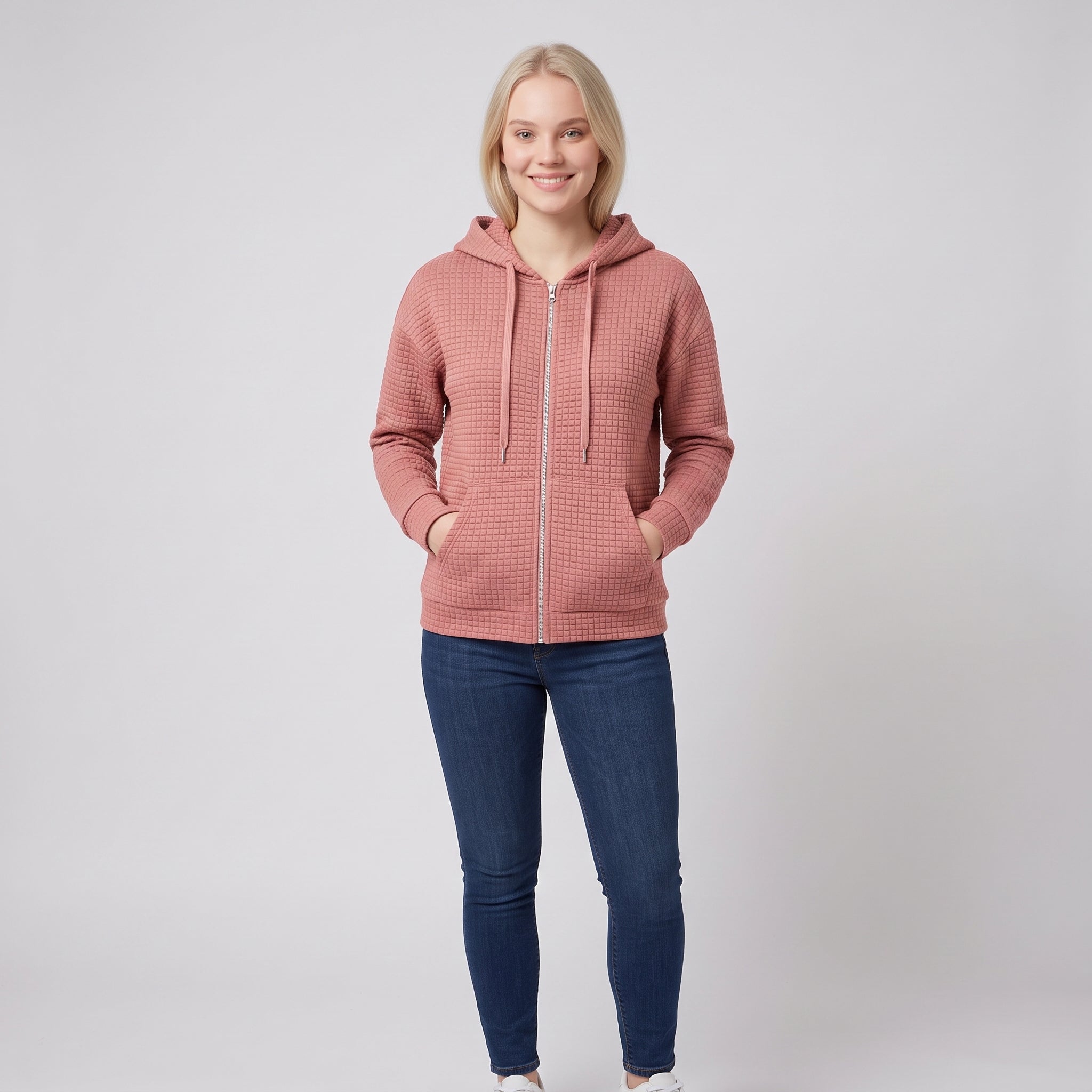 AW - Womens - Hoodie : Sweat à capuche zippé pour femme avec cordon de serrage et poches - Confortable dans de Loranza
