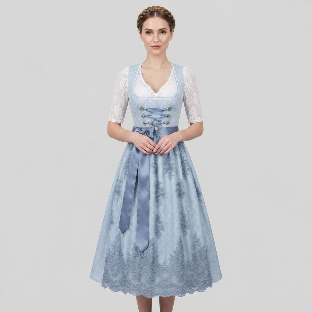 Gifts – Seasonal – Oktoberfest : Robe Dirndl pour Femmes: Traditionnelle Bleue avec Jupe Évasée dans de Steiner-boutique